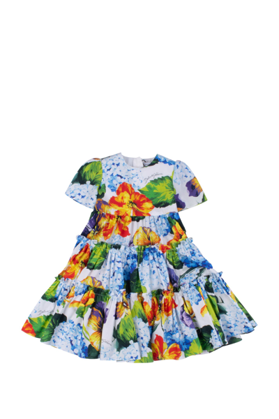 Dolce & Gabbana Babies' Tiered Floral-print Maxi Dress In Multicolor