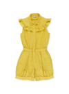 Il Gufo Linen Baby Romper With Rouches In Giallo Acido