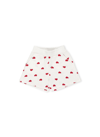 Monnalisa Jogging Shorts With All-over Hearts In Panna+rosso