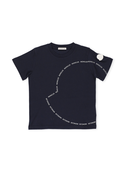 Moncler Kids' Cotton T-shirt In Navy
