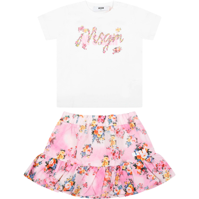 Msgm Multicolor Set For Baby Girl With Flowers