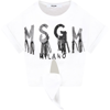 MSGM WHITE T-SHIRT FOR GIRL WITH LOGO