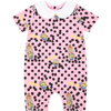 MOSCHINO PINK ROMPER FOR BABY GIRL WITH LOGO AND MINIONS