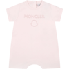 MONCLER PINK ROMPER FOR BABY GIRL WITH LOGO