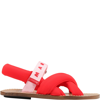 MARNI RED SANDALS FOR GIRL WITH RED LOGO