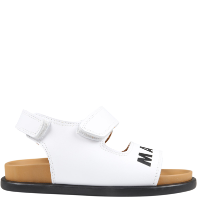 Marni White Sandals For Kids With Black Logo
