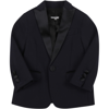 Dsquared2 Blue Jacket For Baby Boy With Black Trimming In Blue