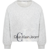 Calvin Klein Grey Sweatshirt For Girl With Logos In Grey