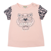 Kenzo Pink T-shirt For Baby Girl With Tiger In Pink