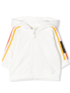 Fendi White Sweatshirt With Hood And Multicolor Bands In Bianco-rosa