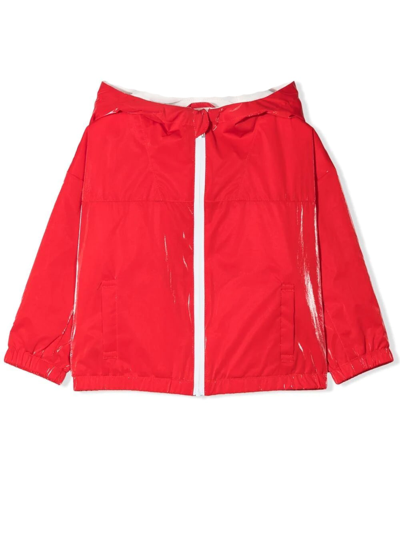 Emporio Armani Babies' Glossy Hooded Jacket In Rossa