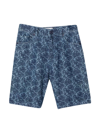 Kenzo Teen Animal-print Denim Shorts In Blu