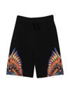 Marcelo Burlon County Of Milan Marcelo Burlon Kids Boys Black Cotton Shorts With Tempera Wings Print In Nero/multicolor