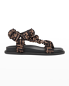 Fendi Women Feel Elastic Satin Sandals With Ff Motif In Black