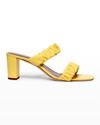Staud Women's Frankie Ruched High Block Heel Slide Sandals In Wallflower