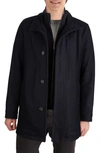 Cole Haan Signature Melton Wool Blend Topcoat In Navy