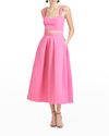 Sachin & Babi Leighton Flared Pleated Midi-skirt In Shocking Pink