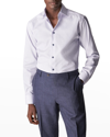 Eton Cotton Textured Convertible Cuff Slim Fit Dress Shirt In Purple