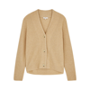 Vince Raised Collared Wool & Cashmere-blend Cardigan In Beige