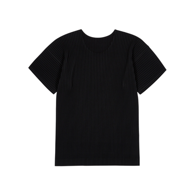 Issey Miyake Ribbed Crew Neck Short Sleeve T-shirt In Black