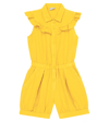 Il Gufo Kids' Linen Baby Romper With Rouches In Yellow