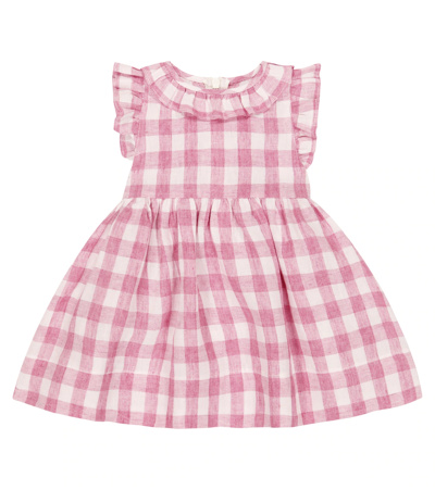Il Gufo Kids' Girls Pink Gingham Linen Dress