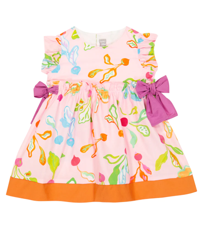 Il Gufo Babies' Cotton Dress With Radish Print In Pink/orange
