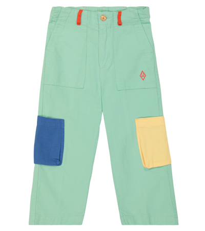 The Animals Observatory Kids' Chicken Cotton And Linen Pants In Green
