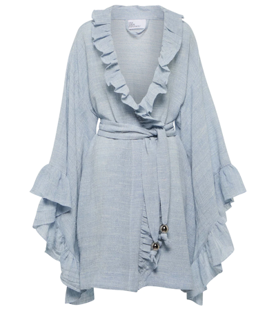 Lisa Marie Fernandez Anita Linen-blend Minidress In Pale Blue