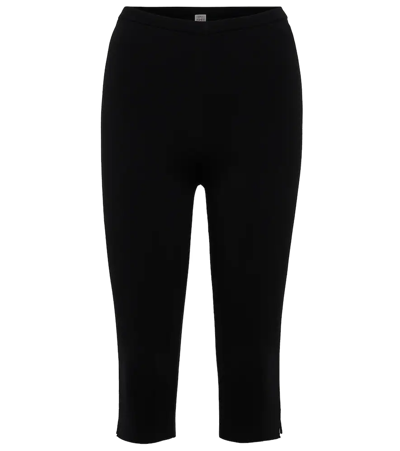 Totême Black Knit Cropped Compact Shorts