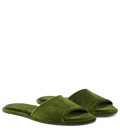 The Row Canal Velvet Slippers In Moss