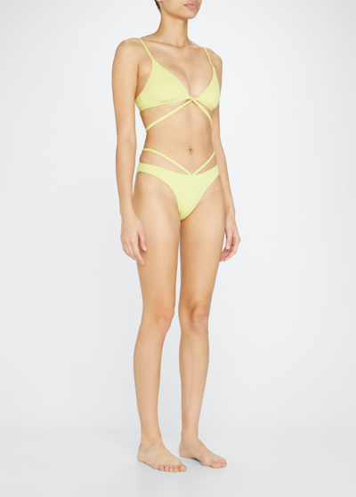 Jonathan Simkhai Emmalynn Strappy Bikini Bottoms In Lime