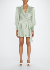 Zimmermann Silk Wrap V-neck Minidress In Sage