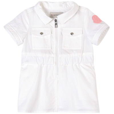 Moncler Kids' Dress With Front Zip Closure With Elastic Waist In White