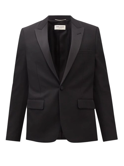 Saint Laurent Single-breasted Grain De Poudre Tuxedo Jacket In Black