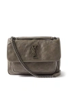 Saint Laurent Niki Medium Ysl Monogram Flap Shoulder Bag In Grey Kaki