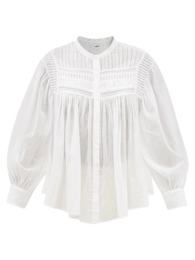 Isabel Marant Étoile Plalia Collarless Pintucked Cotton-voile Blouse In White