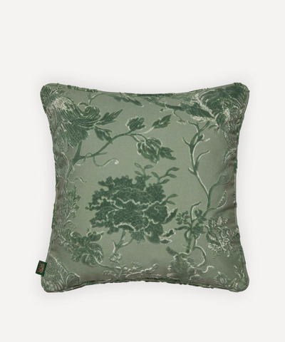 House Of Hackney Artemis Medium Velvet Piped Cushion In Eucalyptus