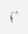 Maria Tash 18ct Diamond And Sapphire Lightning Bolt Charm Single Threaded Stud Earring In White