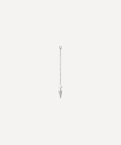 Maria Tash 14ct Long Pearl And Spike Pendulum Charm In Metallic
