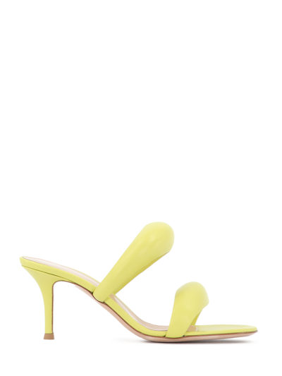 Gianvito Rossi Bijoux Puffy Napa Dual-band Slide Sandals In Yellow