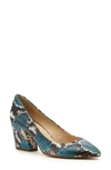 Botkier Stella Block Heel Pump In Blue Snake Print Leather