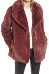 Halogen Faux Fur Teddy Coat In Brown Sable