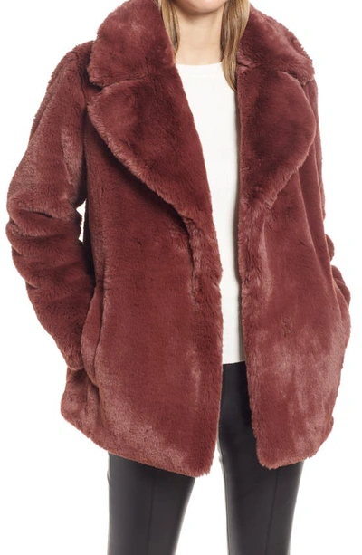Halogen Faux Fur Teddy Coat In Brown Sable
