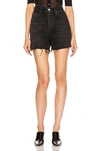 Agolde Parker Black Distressed Denim Shorts In Exhibit