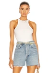Agolde Rianne Thong Bodysuit White Xl In White