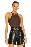 Agolde Rianne High Neck Racerback Thong Bodysuit In French Press