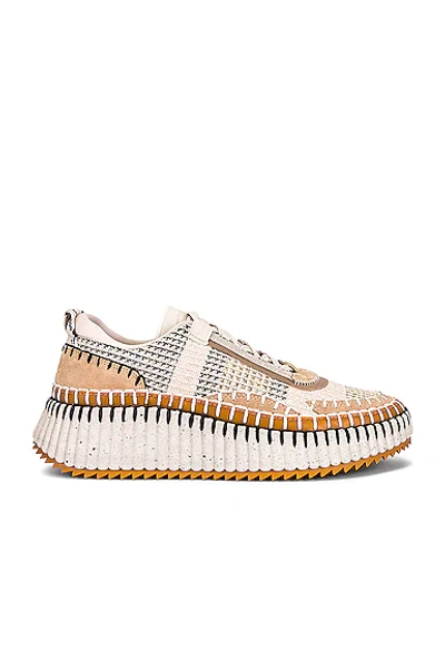 Chloé Nama Low Top Sneakers In Beige