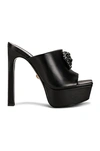 Versace 140mm Medusa Leather Platform Mules In Nero