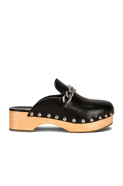 Miu Miu Studded Chain-strap Leather Clogs In Black